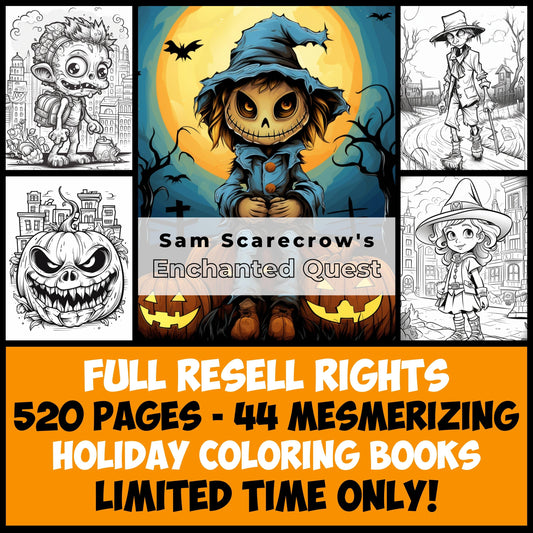 MRR 520 Pages, 44 Mesmerizing Coloring Books with Full Master Resell Rights